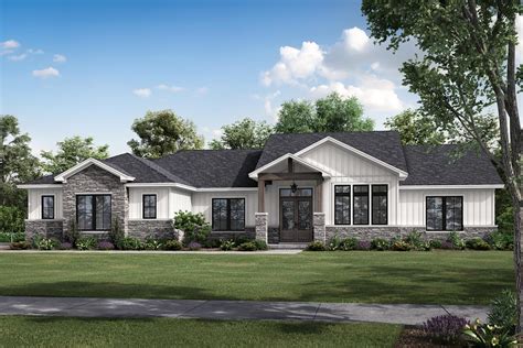 Modern Texas Ranch House Plan With Flex Room And Master Suite Access To