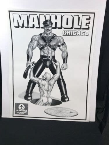 Original MANHOLE Chicago Gay Bar Poster The HUN Poster Bill Schmeling