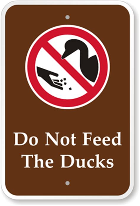• do not dispose of food waste in uncovered containers. Do Not Feed The Ducks Sign - No Feeding Duck Sign, SKU: K ...