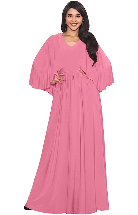 Buy Koh Koh Plus Size Womens Long V Neck Elegant Batwing Cape Sleeve Semi Formal Evening Modest
