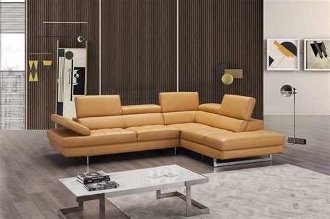 Elegant Modern Leather L Shape Sectional Washington Dc Jandm Furniture