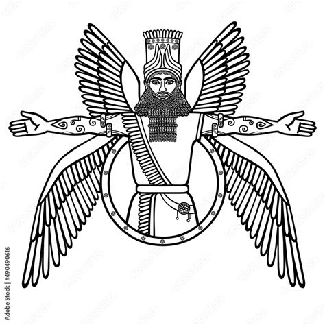 Ancient Assyrian Winged Deity Character Of Sumerian Mythology The