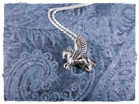Silver Pegasus Necklace Sterling Silver Pegasus Charm On A Etsy