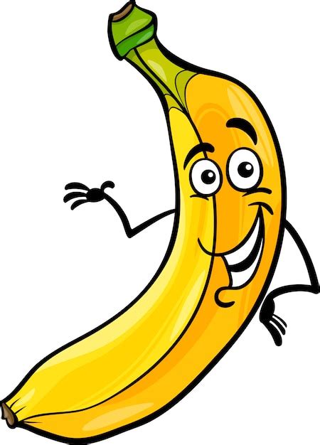 Ilustración De Dibujos Animados Divertido Fruta Plátano Vector Premium