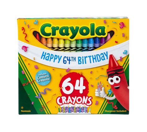 64 Count 64th Birthday Crayons Confetti Crayola