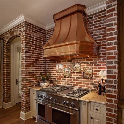 Brick Kitchen With Copper Range Hood ~ Needs A Copper Stove Thin