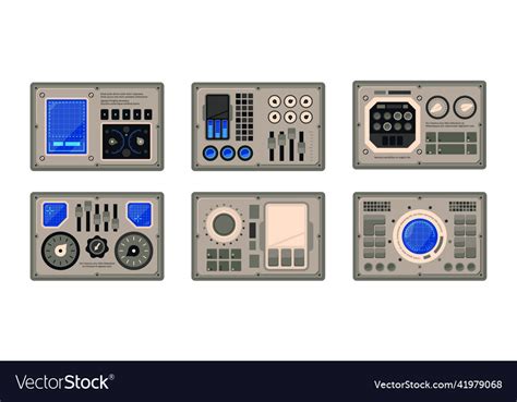 Control Panel Spaceship Ui Dashboard Round Vector Image