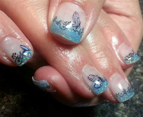 8x10 on an 8.5x11 sheet image includes. Ice blue butterflies | Butterfly nail, Nail designs ...