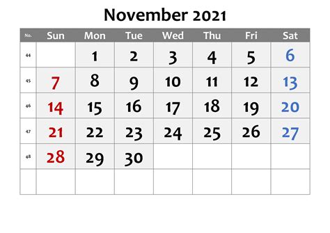 November Calendar 2021 Australia Thanksgiving Holidays Wishes Images