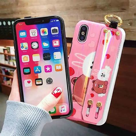 Cute Bear Case For Iphone 5 6 Plus 6s Plus 7 Plus 8 Cover Cartoon Wrist