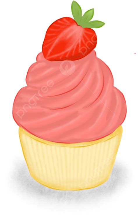 ベースケーキにバニラ味のストロベリーカップケーキイラスト画像とpsdフリー素材透過の無料ダウンロード Pngtree