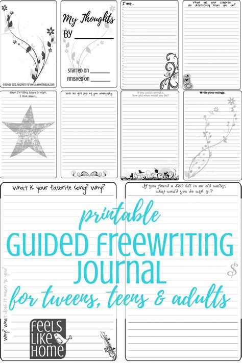 My Thoughts A Printable Guided Freewriting Journal For Tweens Teens
