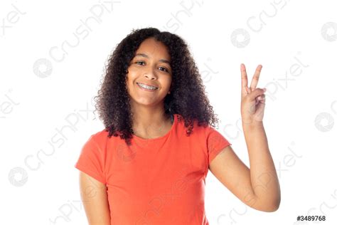 mooie afrikaanse tiener met afro haar stockfoto 3489768 crushpixel