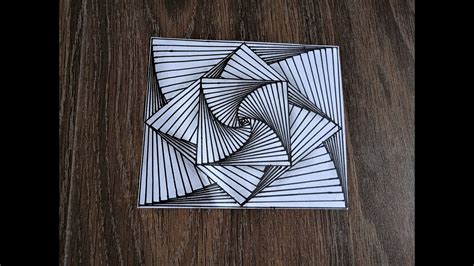 3d Line Illusion Drawing On Paper Youtube