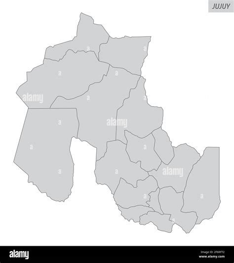 Mapa Aislado De La Provincia De Jujuy Dividido En Departamentos