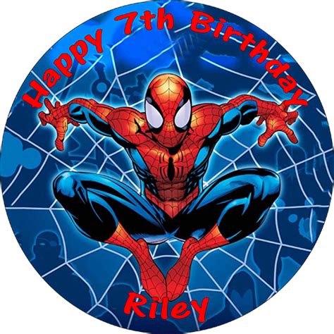 Spiderman Personalised Round Printed Edible Birthday Cake Topper