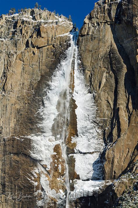 Ice Covered Upper Yosemite Falls In Winter Yosemite National Park