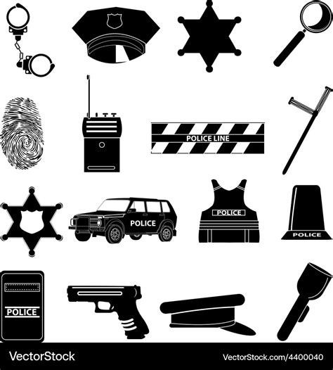 Police Icons Set Royalty Free Vector Image Vectorstock
