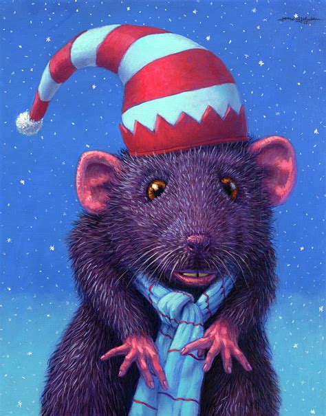 Holiday Mouse Painting By James W Johnson Fine Art America