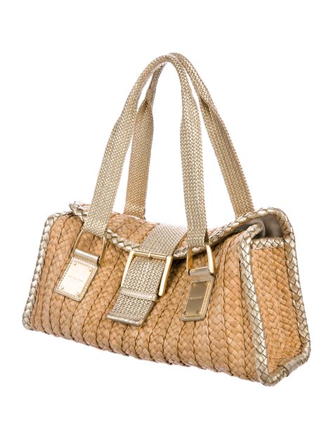 Michael Kors Metallic Trimmed Straw Bag Handbags Mic79859 The
