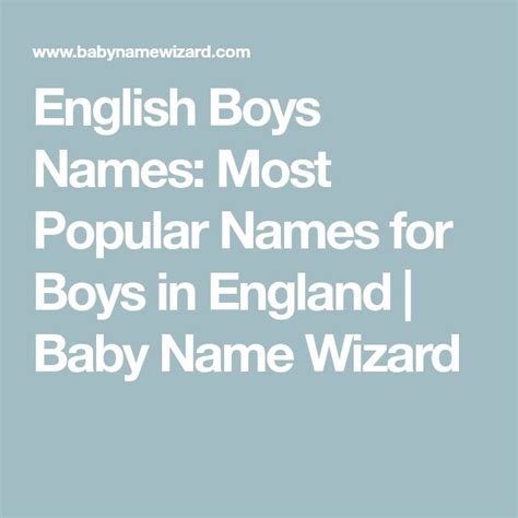 English Boys Names Most Popular Names For Boys In England Baby Name