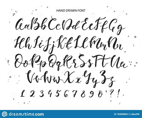 Vector Hand Drawn Alphabet Brush Painted Letters Rough Contourhand