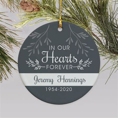 Personalized In Our Hearts Forever Round Ornament Personalized
