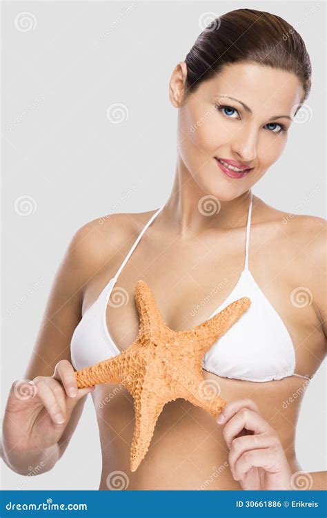 Beautiful Woman Holding A Starfish Stock Photo Image Of Model Beauty