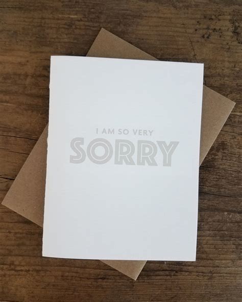 I Am So Very Sorry Letterpress Greeting Card Iron Leaf Press