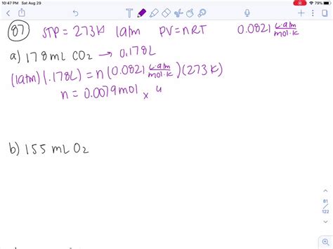 Solvedcalculate The Mass Of Each Gas Sample At Stp A 178 Ml Co2 B