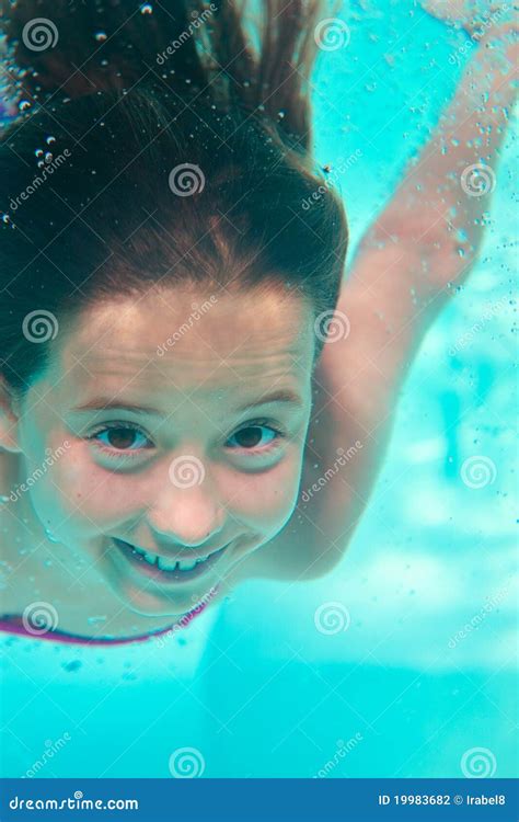 Underwater Girl Wearing Bikini In Swimming Pool Royalty Free Stock