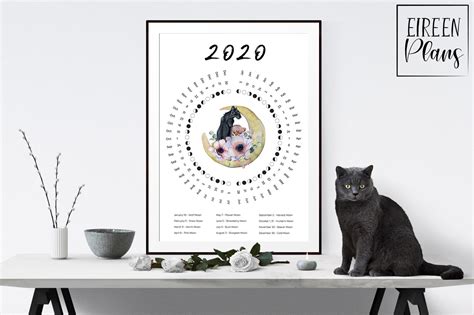 Printable 2020 Moon Phases Calendar With Moon Names 236889 Digital