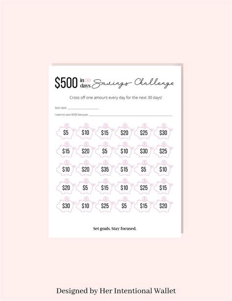 500 Money Saving Challenge Printable Savings Tracker Save Etsy Money