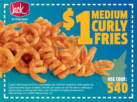 People love their tacos, as well as their tasty and satisfying burgers. October, 2020 $1 curly fries at Jack in the Box ...