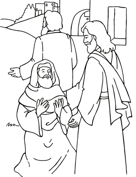 Bible coloring page illustrating that only one of the ten lepers returns to thank jesus. Jesus Heals the Leper Coloring Page | Bible coloring pages ...