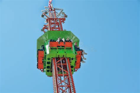 Drop Tower Amusement Ride In Action Stock Image Image Of Color