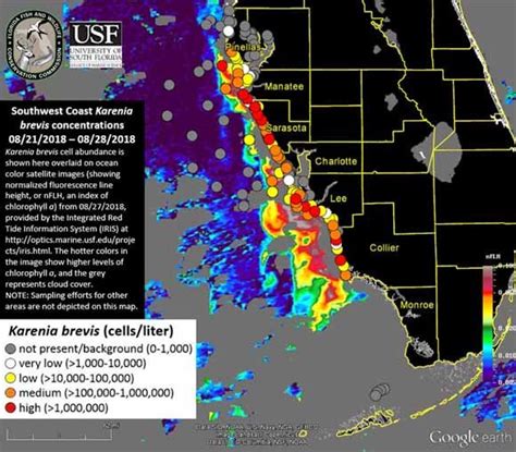 Florida fish and wildlife officials put out this map, which shows red tide is present in high levels in collier, lee, charlotte, sarasota and manatee counties. Red Tide Map, Update: High Concentrations of Algae Found ...
