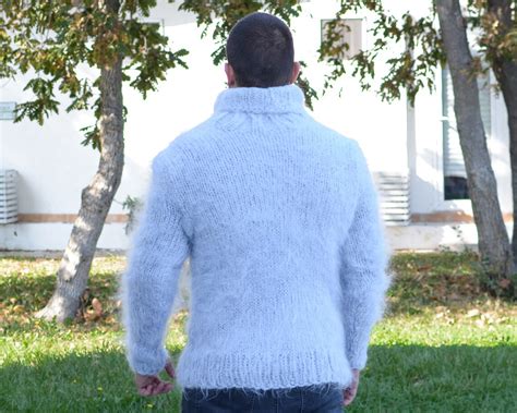 Stylish Mens Mohair Sweaters Gray Fluffy Mohair Sweater Etsy