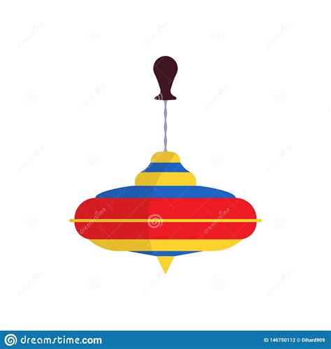 Spinning Top Vector Flat Icon Toy Child Game Isolated Fun Kid Leisure