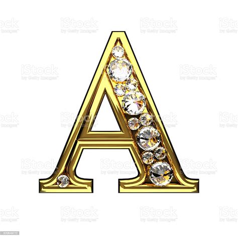 Isolated Golden A Letters With Diamonds On White Stock Photo Download