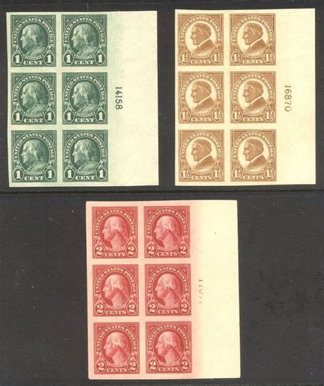Us 575 77 Mint Nh Plate Blocks 1923 Imperf Set United States