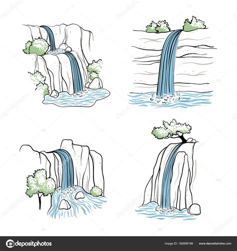 Vector Illustration Of Waterfall — Stock Vector © Pikovit 180899196