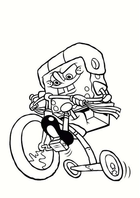 This girl riding a bike coloring page is just one in our collection of spring coloring pages. SpongeBob Riding A Kids Bike Coloring Page : Kids Play ...