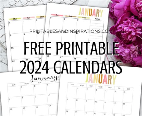 Free Printable 2024 Calendar Printable Pdf Printables And Inspirations
