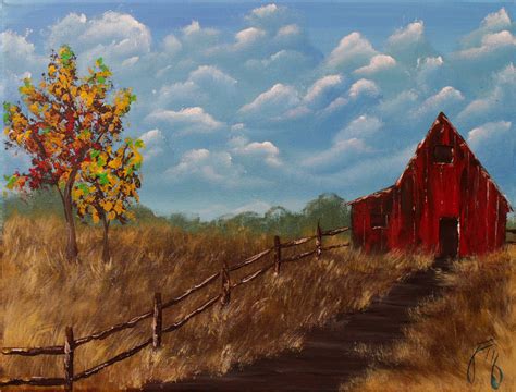 Autumn Barn Step By Step Acrylic Painting On Canvas For Beginners Art