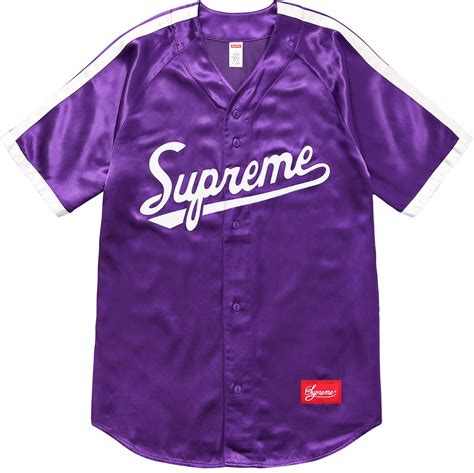 Mens Supreme Satin Baseball Jersey In Purple Supreme Clothing