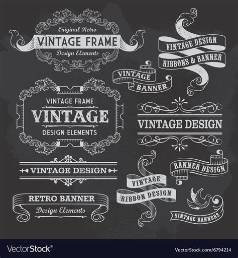 Collection Of Banners And Ribbons In A Vintage Retro Design Style