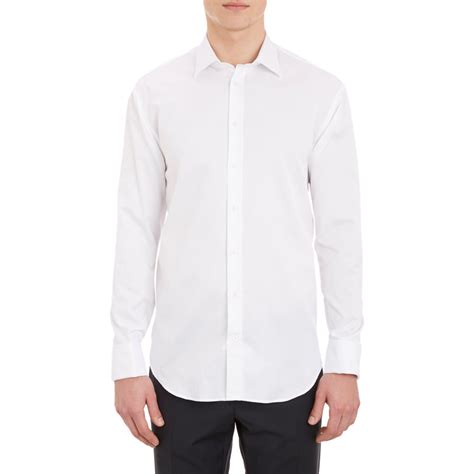 Lyst Armani Textured Cotton Dress Shirt In White For Men