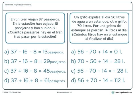 Fichas Para Imprimir Para Ni Os De Primaria Problemas Matem Ticos