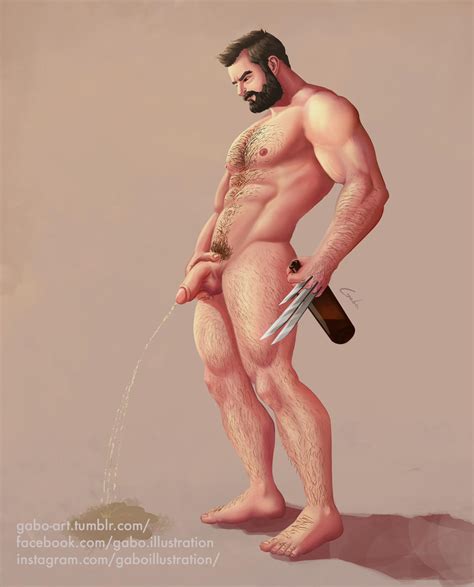 Rule Boy Beer Body Hair Claws Gabo Artist Hairy Logan Male Male Only Marvel Peeing Penis